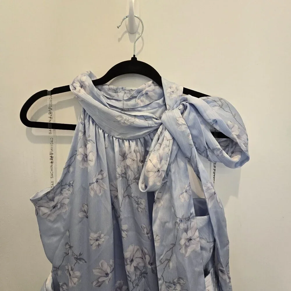 NWT Sachin & Babi Kayla Halter Wildflowers Blue Floral Sleeveless Holiday Dress - Picture 5 of 14